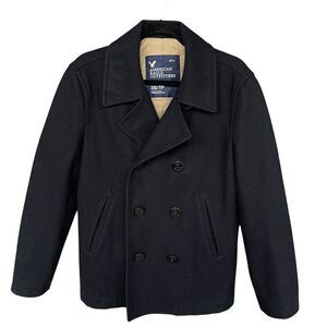 American Eagle Pea Coat Womens Extra Small XS Wool Black Nautical‎ Winter